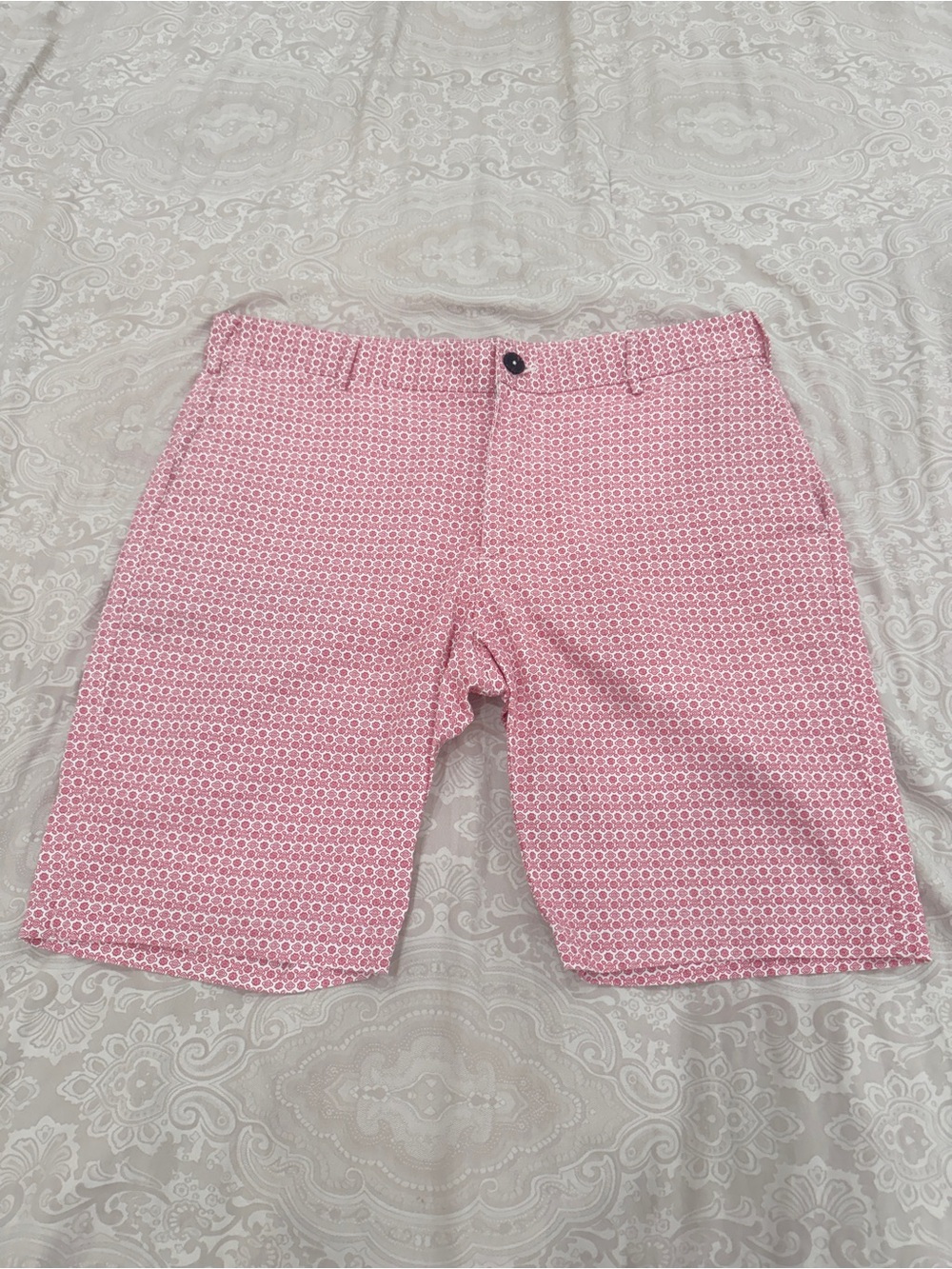 Zara Pink Micro-Pattern Flat Front Shorts